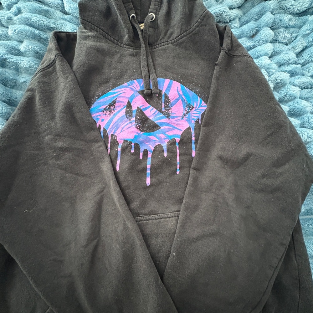 Black Hoodie with Dripping Graphic